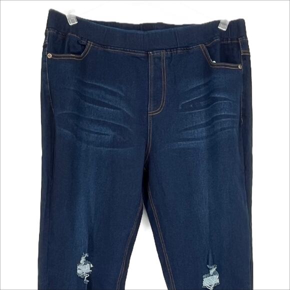 Shelia Rose Distressed Jeggings in Blue Size 2XL - Picture 2 of 6